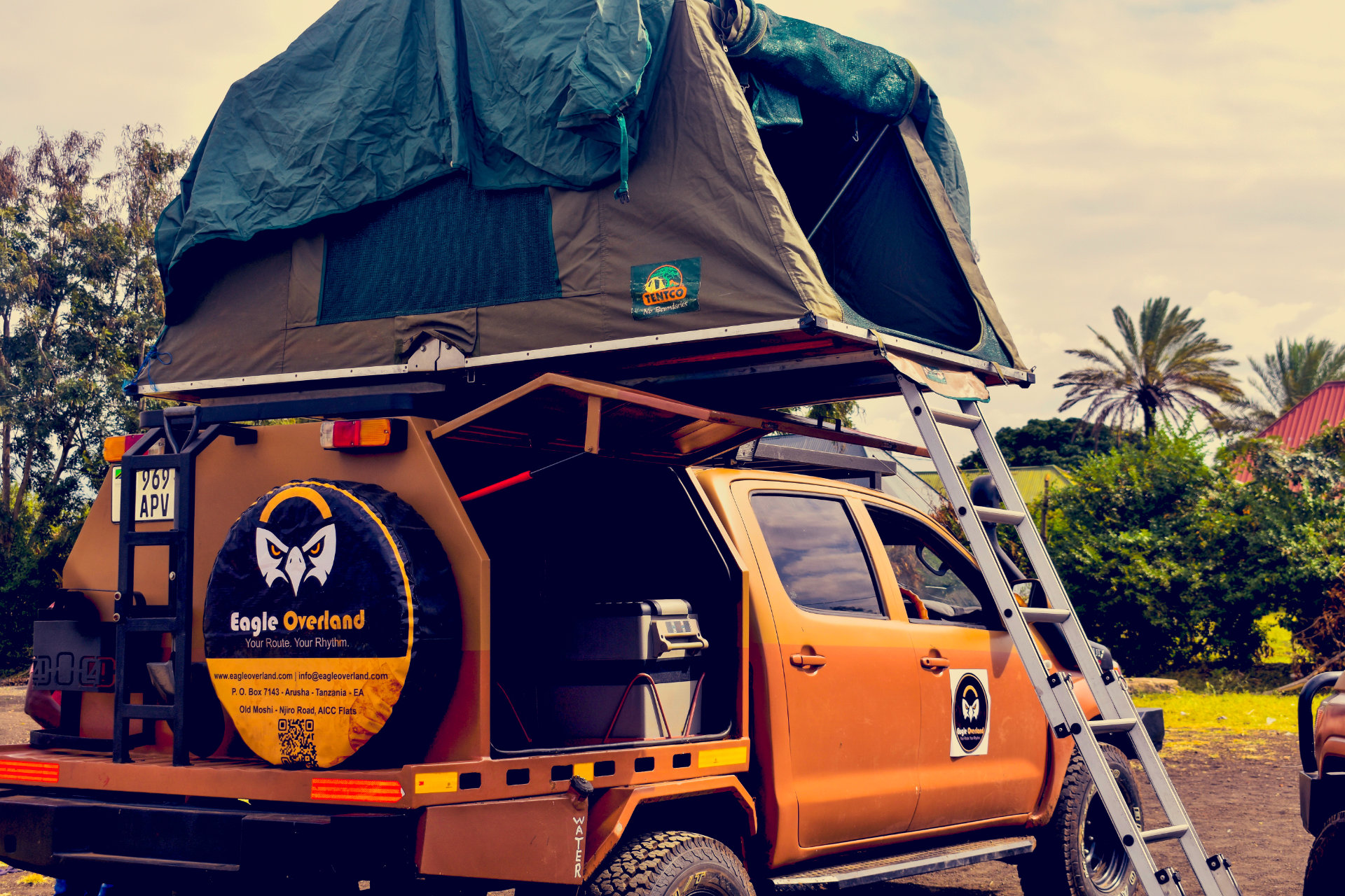 Eagle Overland Hilux 4 seats with dual rooftop tents for Tanzania overland travel